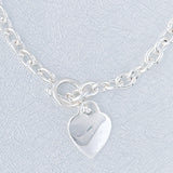 Silver Chain Heart Charm Toggle Necklace