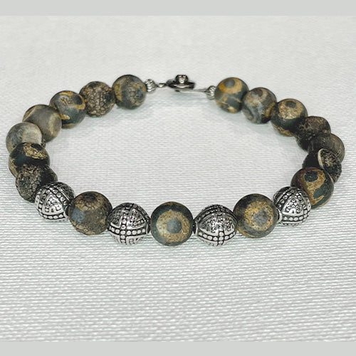 Brown & Black Eye Tibetan Matte Agate