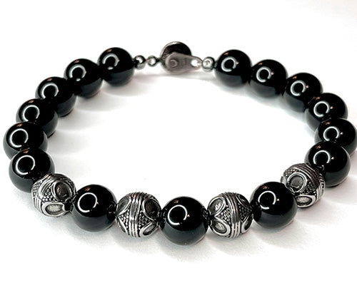 Black Onyx Stainless Steel Bracelet