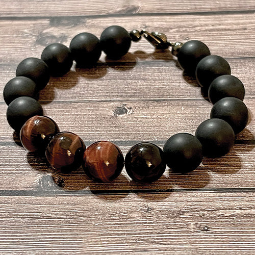 Matte Black Onyx & Burgundy Tiger Eye