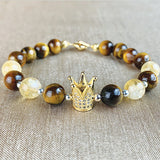 Citrine & Tiger Eye Crown Bracelet
