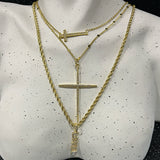 Layered Gold Faith Cross Necklace Stack