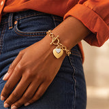 Golden Love Heart Toggle Bracelet