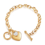 Golden Love Heart Toggle Bracelet