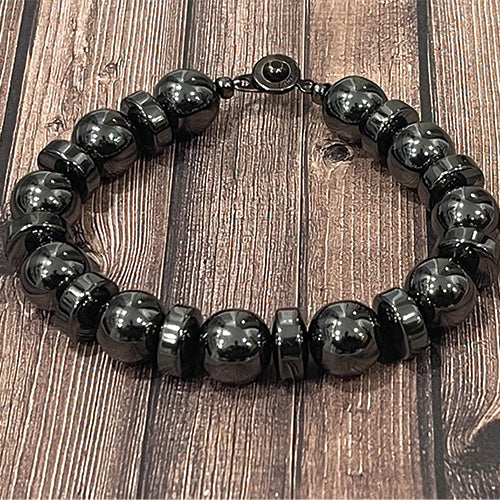 Hematite round with Hematite rondelle Bracelet