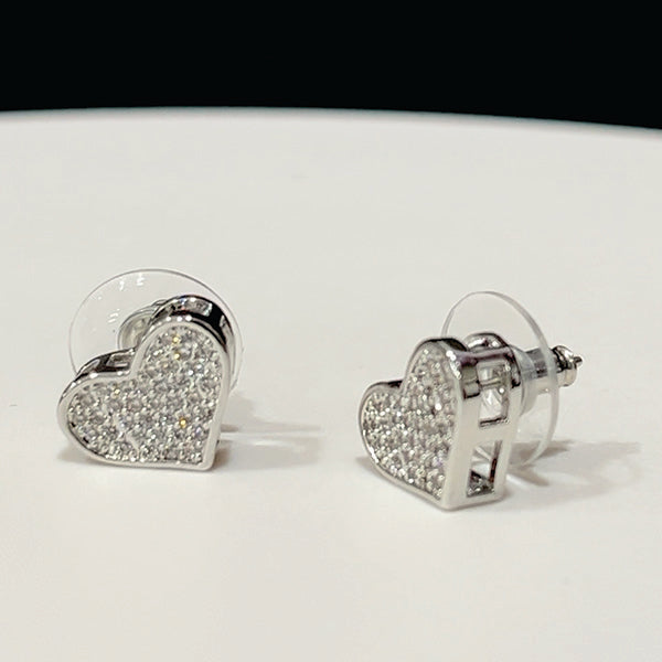 Pave Heart Stud Earrings
