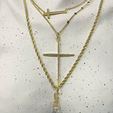 Layered Gold Faith Cross Necklace Stack
