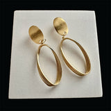 Gold Oval Drop Earrings – Modern Minimalist Statement Jewelry
