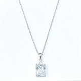 Lumiere Sterling Silver Rectangular CZ Pendant Necklace.