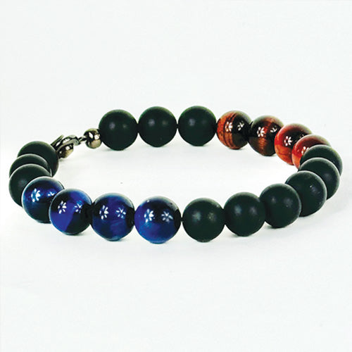 Matte Onyx Blue & Burgundy Tiger Eye Bracelet