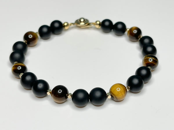 Matte Black Onyx & Brown Tiger Eye