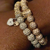 Two Hearts Pave Cz Two-toned Bracelet