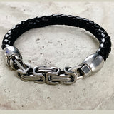 Black Leather Mens Bracelet