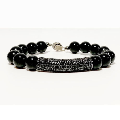 Black Onyx Black Ice Tube Bracelet