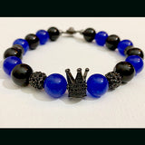 Black Onyx and Blue Jade Crown Bracelet