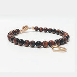 Burgundy Tiger Eye W/Rose gold Charm
