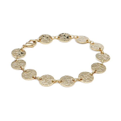 Gold Hammered Disc Bracelet