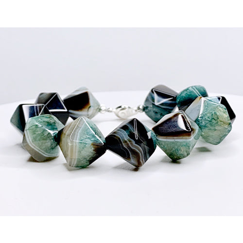 Green Stripe Agate Bracelet