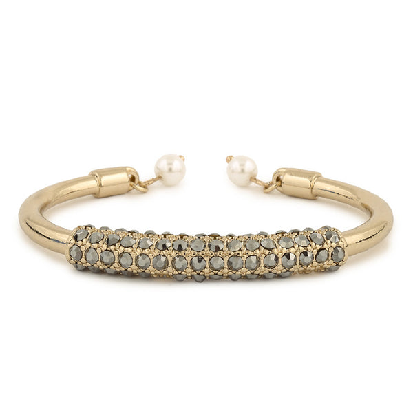 Hematite Crystal Studded Open Bangle