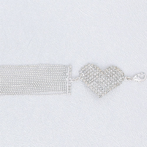 Multi-Strand Crystal Heart Bracelet