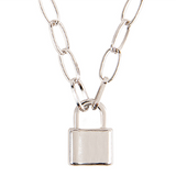 Silver Open Link Lock Pendant & Necklace