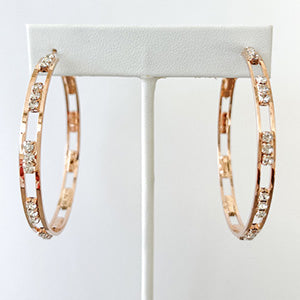Rose Gold CZ Hoop Earring