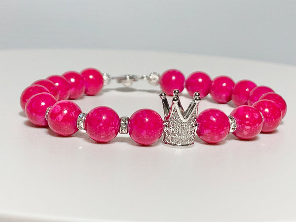 Fuchsia Riverstone Crown Bracelet