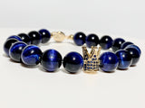 Blue Tiger Eye Crown Bracelet