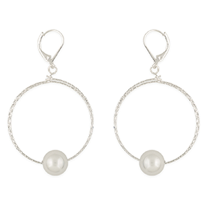 Silver hoop with 9mm Pearl
